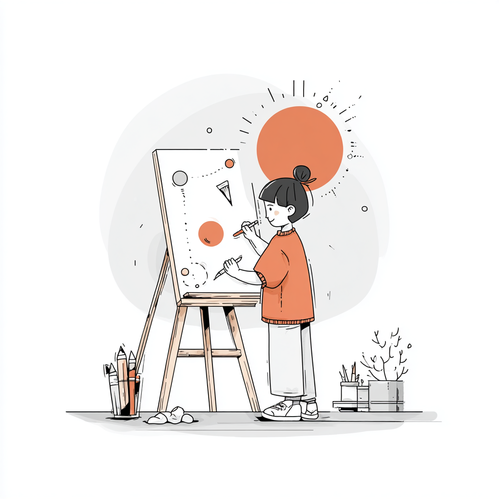 A girl painting on an easel